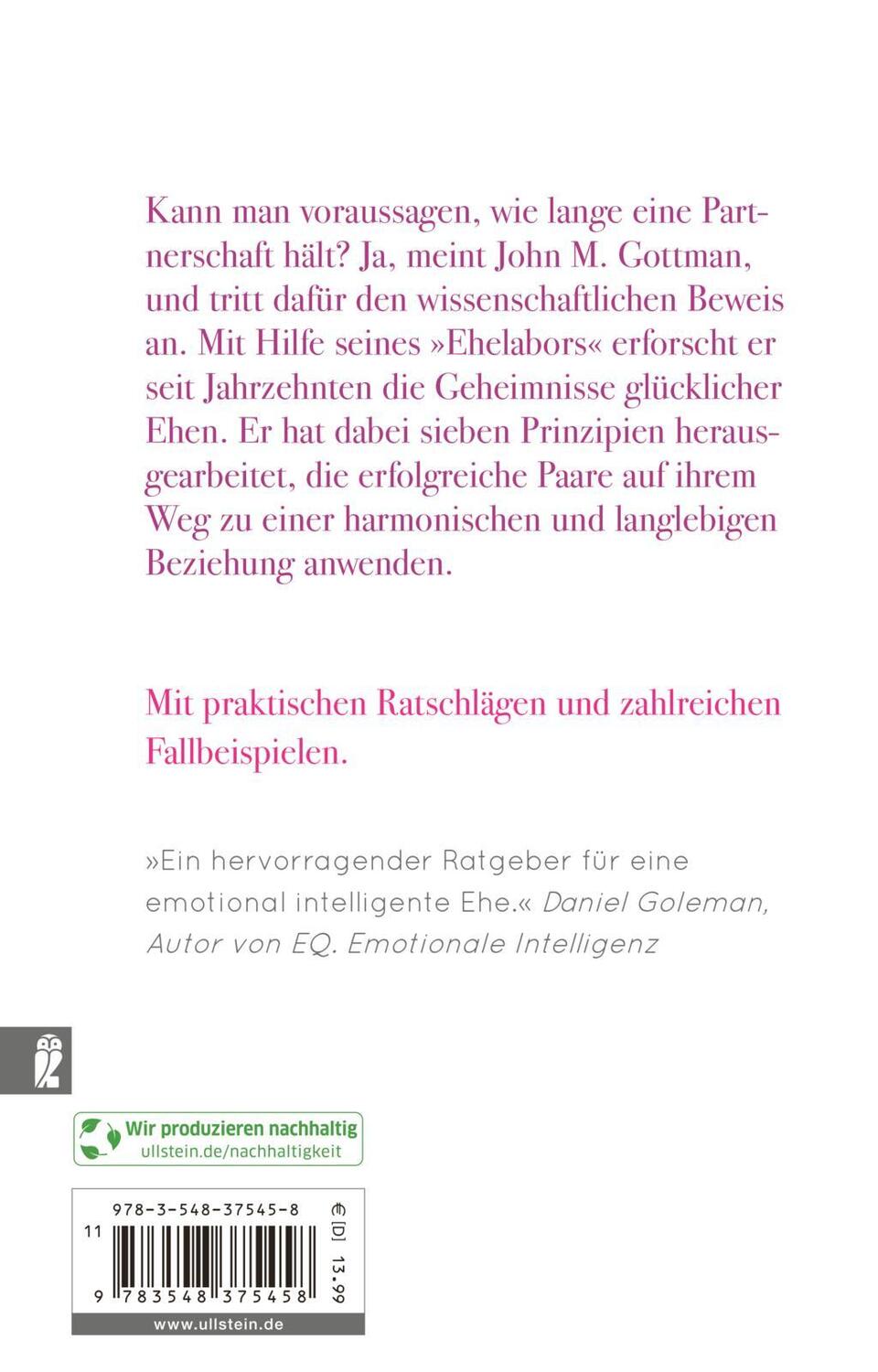 Rückseite: 9783548375458 | Die 7 Geheimnisse der glücklichen Ehe | John M. Gottman | Taschenbuch