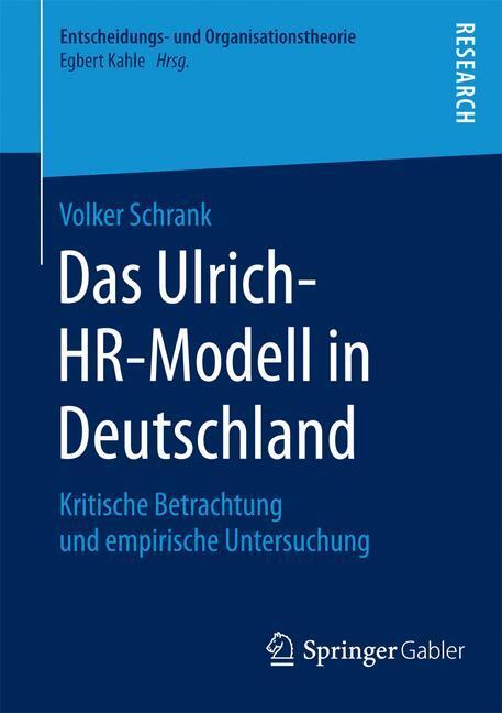 Cover: 9783658086824 | Das Ulrich-HR-Modell in Deutschland | Volker Schrank | Taschenbuch