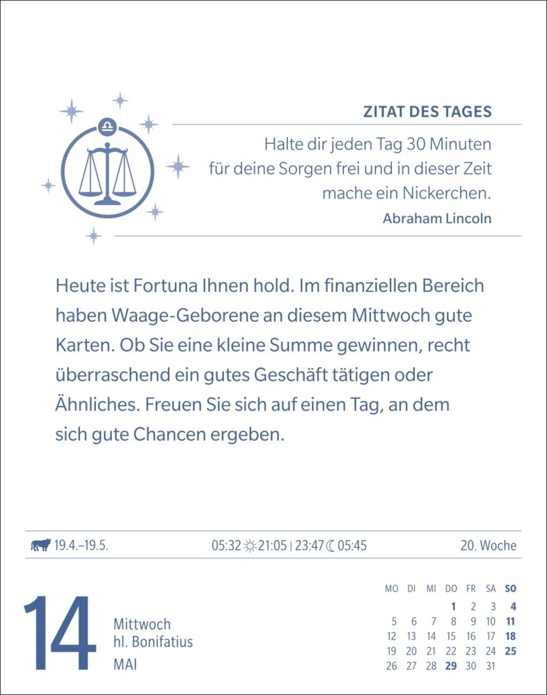 Bild: 9783840033735 | Waage Sternzeichenkalender 2025 - Tagesabreißkalender - Ihr...