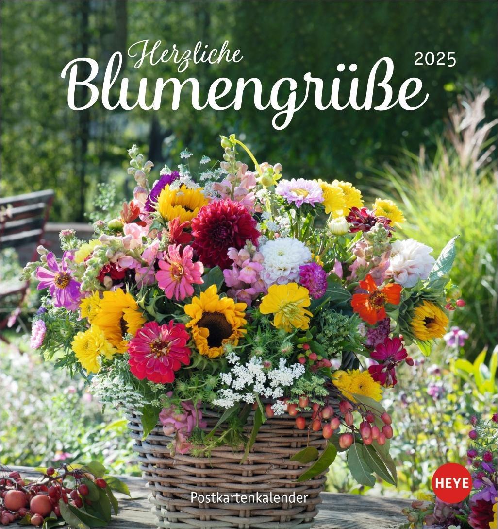 Cover: 9783756406937 | Herzliche Blumengrüße Postkartenkalender 2025 | Heye | Kalender | 2025