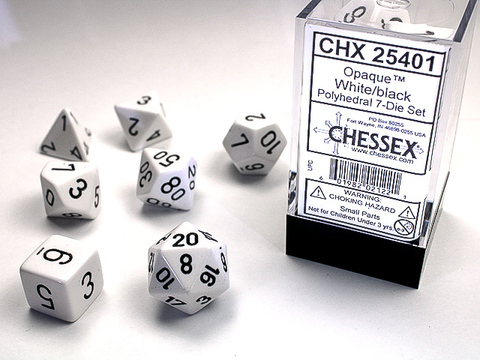 Cover: 601982021221 | Opaque Polyhedral White/black 7-Die Set | deutsch | Chessex