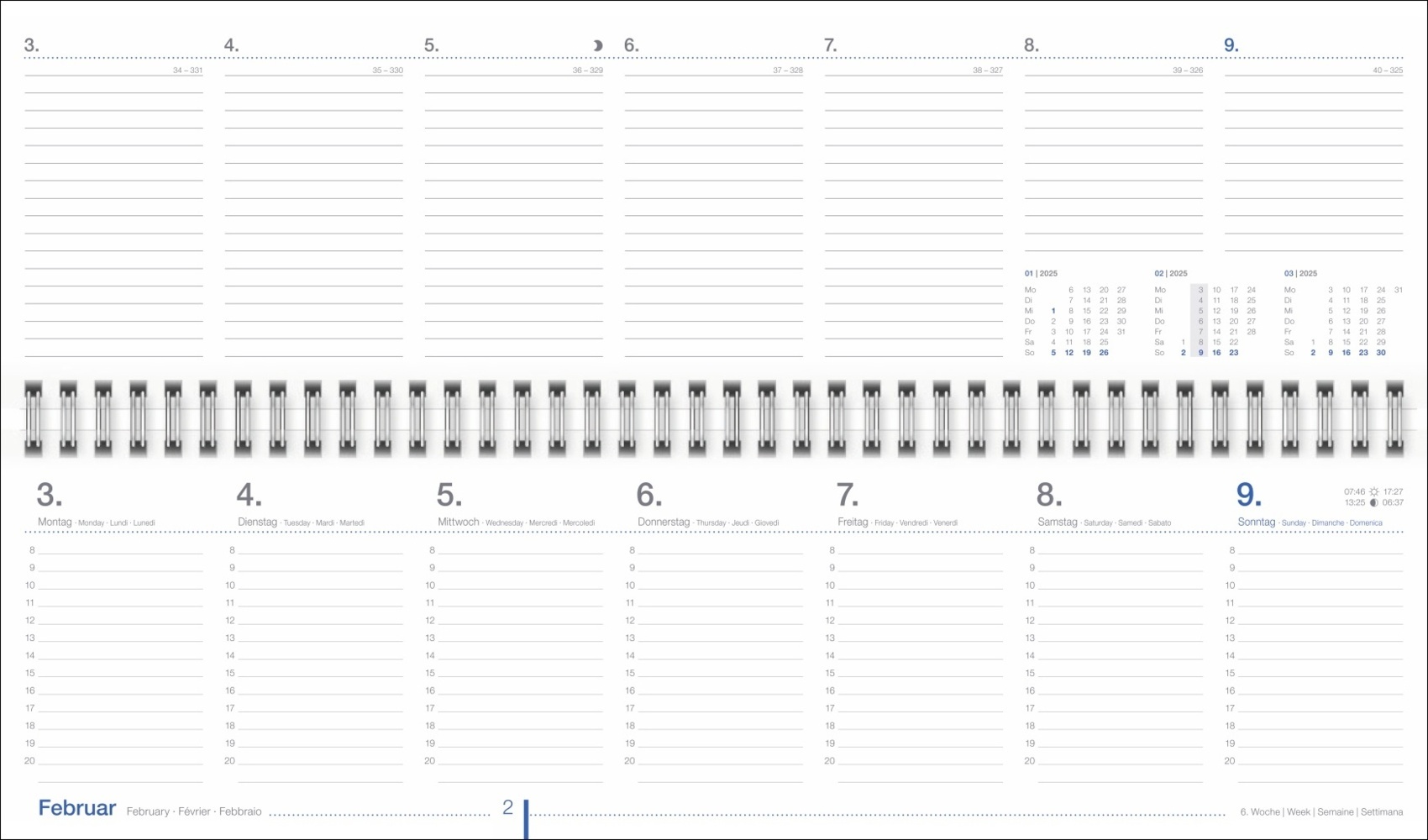 Bild: 9783756406494 | Wochenquerplaner, anthrazit 2025 | Kalender | Spiralbindung | 128 S.