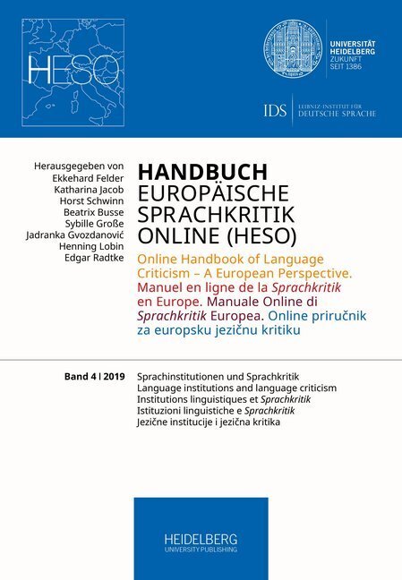 Cover: 9783947732968 | Handbuch Europäische Sprachkritik Online (HESO) /...