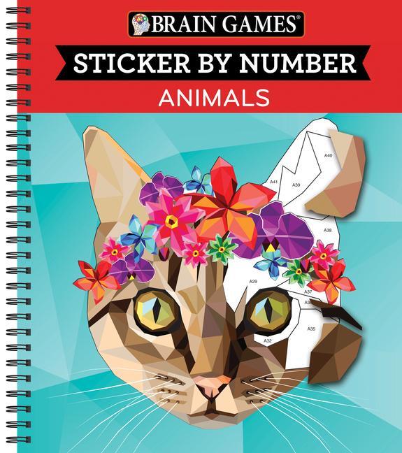 Cover: 9781680229004 | Brain Games - Sticker by Number: Animals (28 Images to Sticker) | Buch