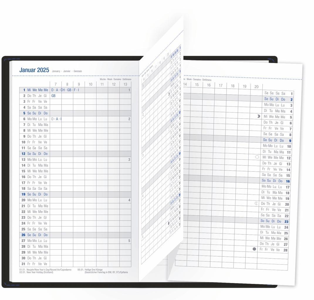 Bild: 9783756408030 | Leporello, schwarz Kalender 2025 | Heye | Kalender | Bürokalender Heye