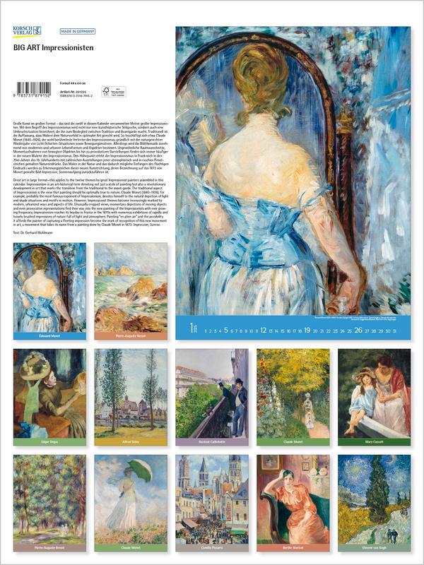 Bild: 9783731879152 | Big ART Impressionisten 2025 | Verlag Korsch | Kalender | 14 S. | 2025