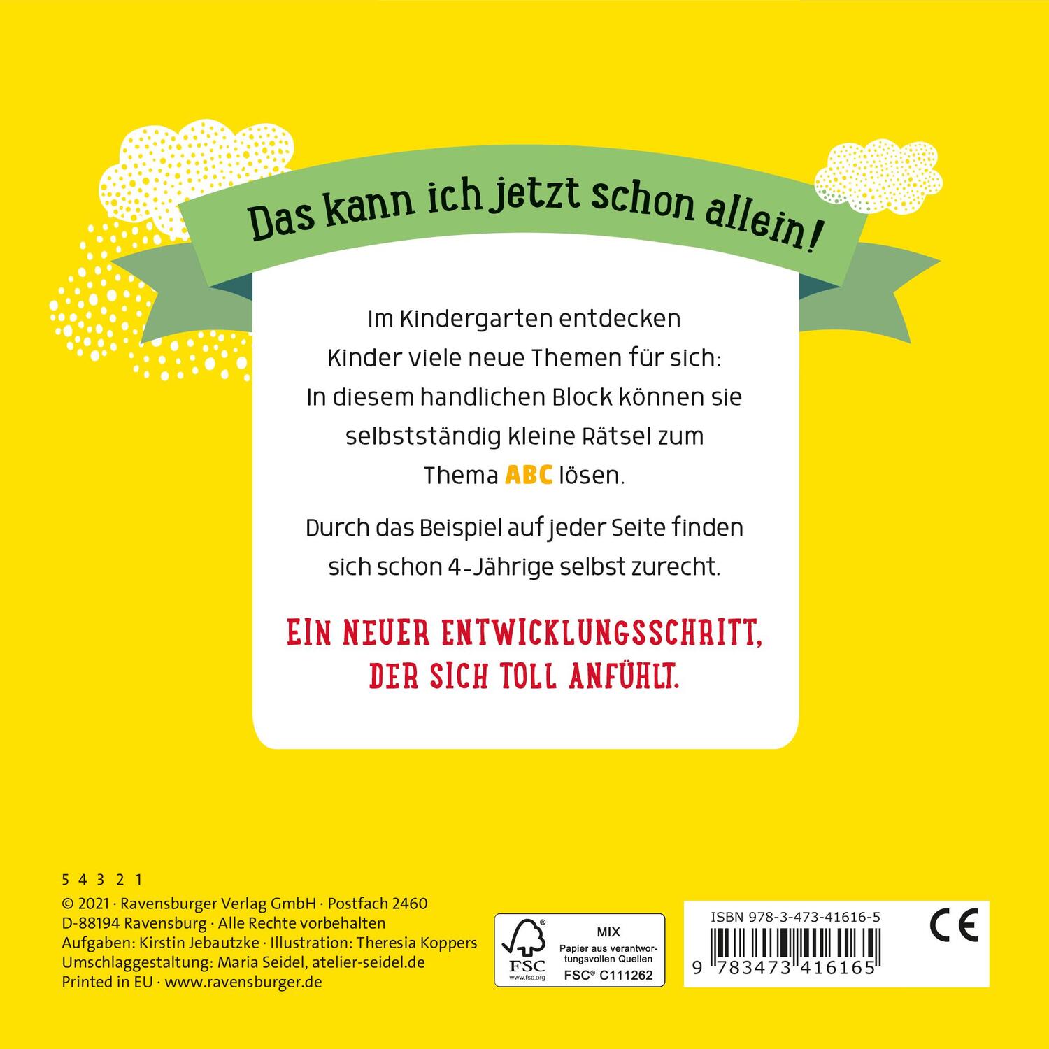 Rückseite: 9783473416165 | Im Kindergarten: Erster Abc-Spaß | Kirstin Jebautzke | Taschenbuch