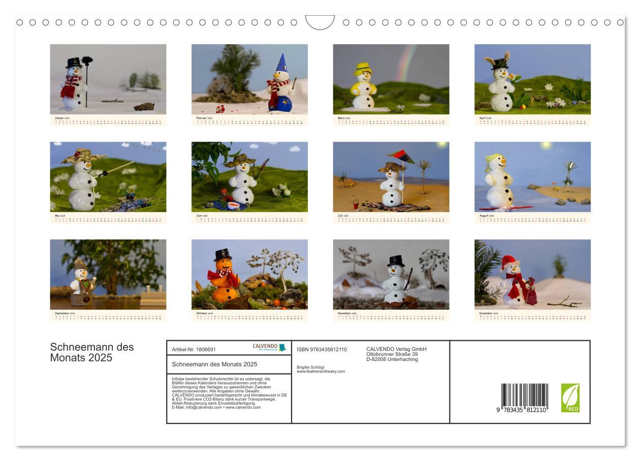 Bild: 9783435812110 | Schneemann des Monats 2025 (Wandkalender 2025 DIN A3 quer),...