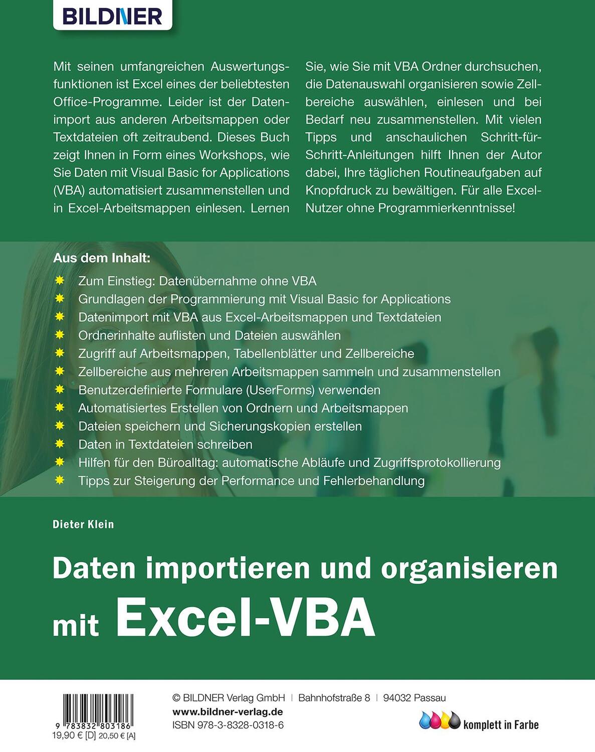 Rückseite: 9783832803186 | Daten importieren und organisieren mit Excel-VBA | Dieter Klein | Buch