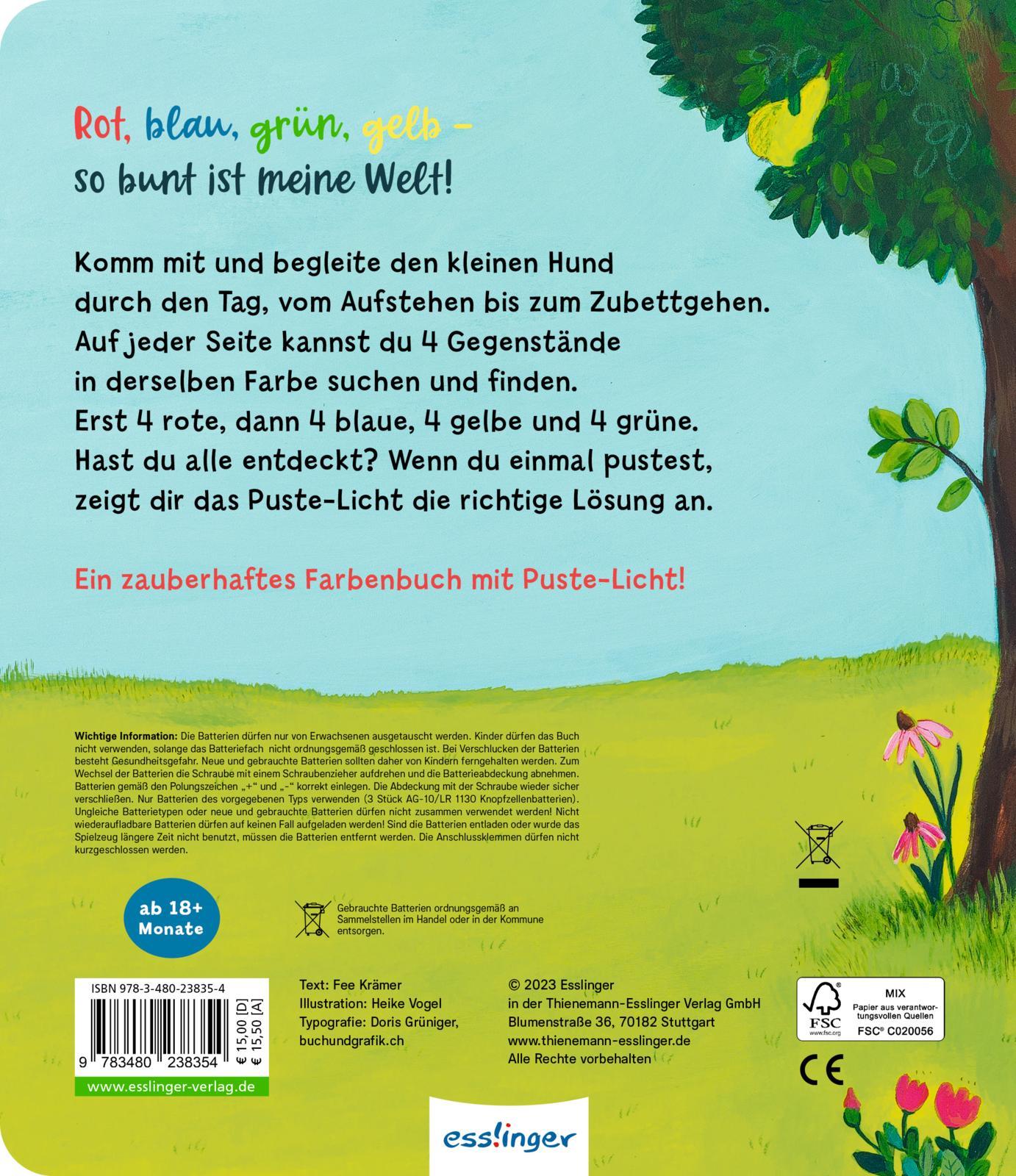 Rückseite: 9783480238354 | Mein Puste-Licht-Buch: Rot, blau, grün, gelb - so bunt ist meine Welt!