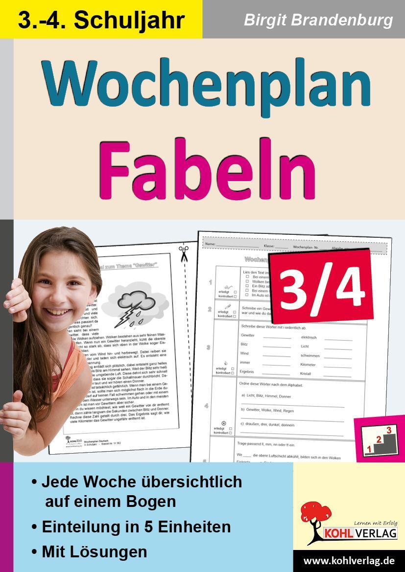 Cover: 9783956864711 | Wochenplan Fabeln / Klasse 3-4 | Taschenbuch | Wochenplan | Deutsch
