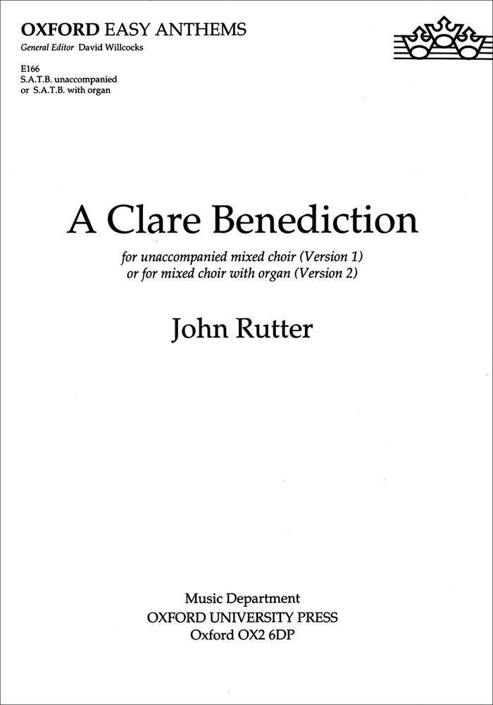 Cover: 9780193511521 | A Clare Benediction | John Rutter | Noten | Chorpartitur | 1998