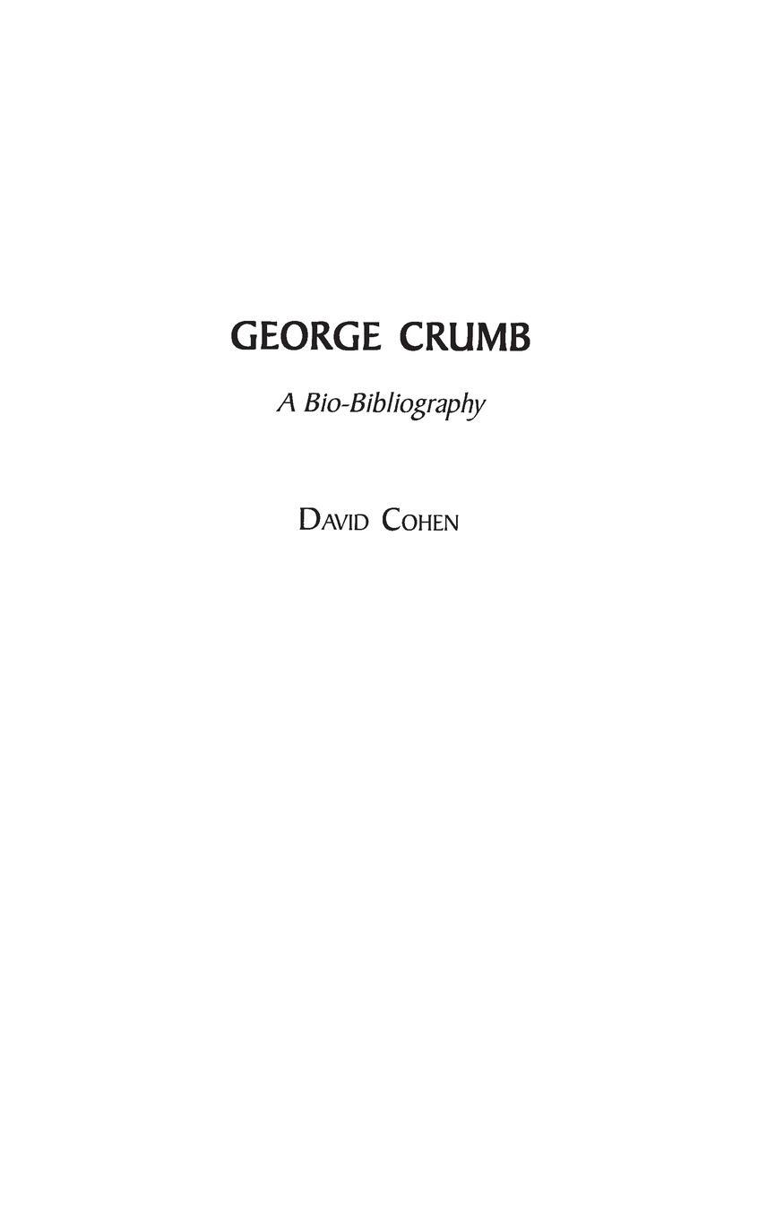 Cover: 9780313318870 | George Crumb | A Bio-Bibliography | David Cohen | Buch | Englisch