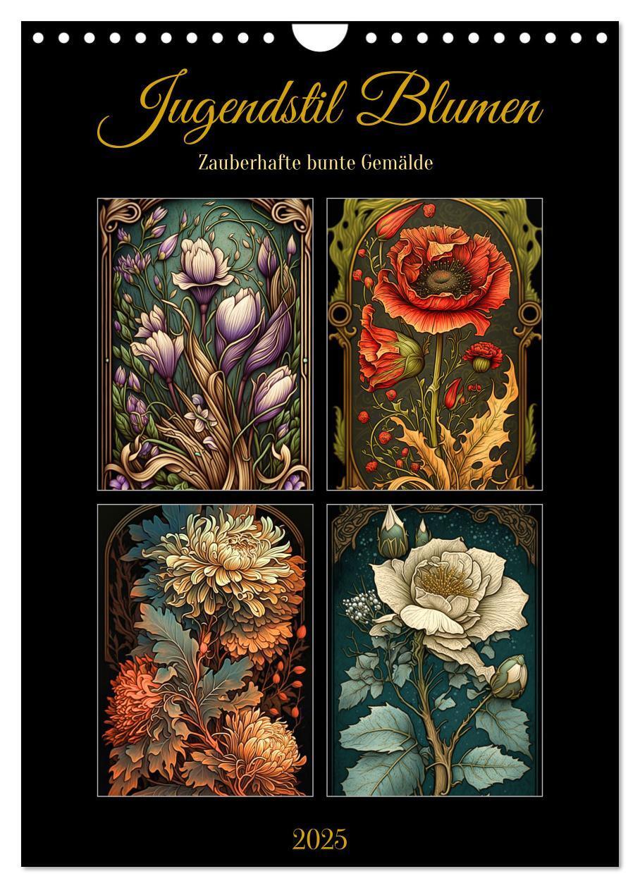 Cover: 9783435869435 | Jugendstil Blumen (Wandkalender 2025 DIN A4 hoch), CALVENDO...