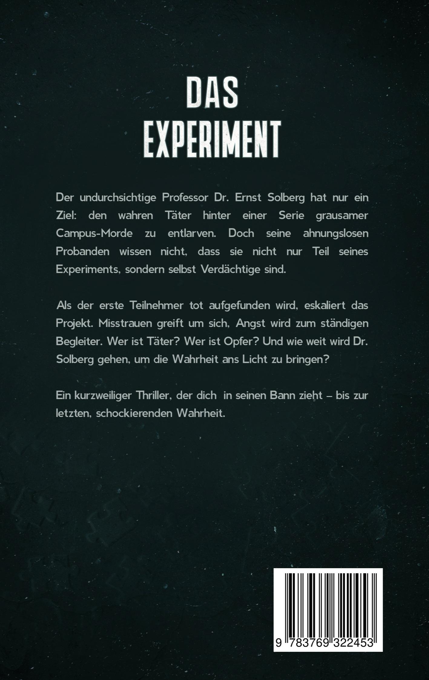 Rückseite: 9783769322453 | Das Experiment | Wer bist du wirklich | Sam Kapstein | Taschenbuch