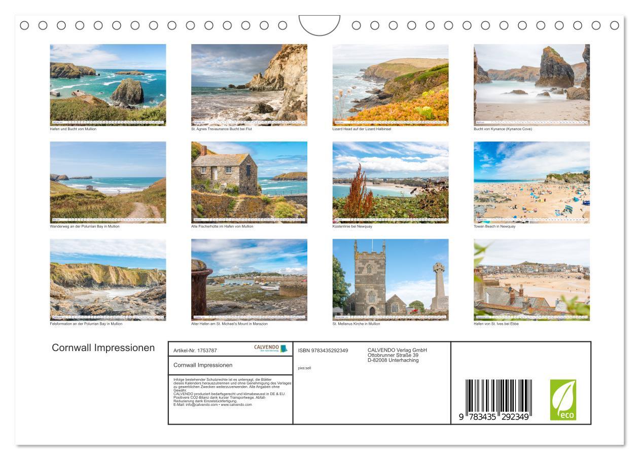 Bild: 9783435292349 | Cornwall Impressionen (Wandkalender 2025 DIN A4 quer), CALVENDO...