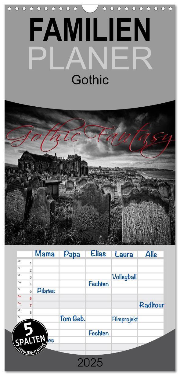 Cover: 9783457112380 | Familienplaner 2025 - Gothic Fantasy mit 5 Spalten (Wandkalender,...