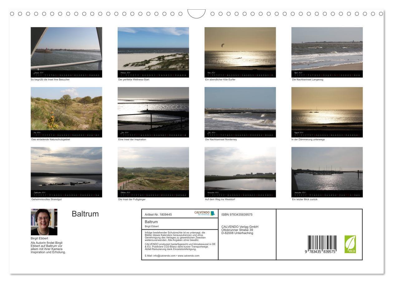 Bild: 9783435839575 | Baltrum (Wandkalender 2025 DIN A3 quer), CALVENDO Monatskalender