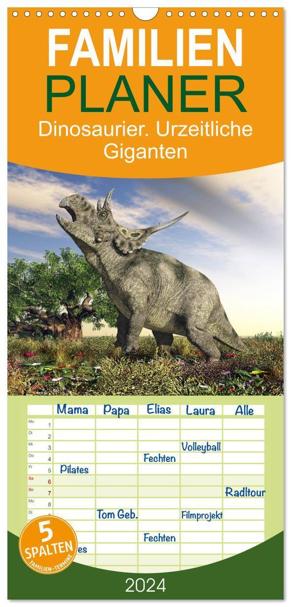 Cover: 9783383075223 | Familienplaner 2024 - Dinosaurier. Urzeitliche Giganten mit 5...