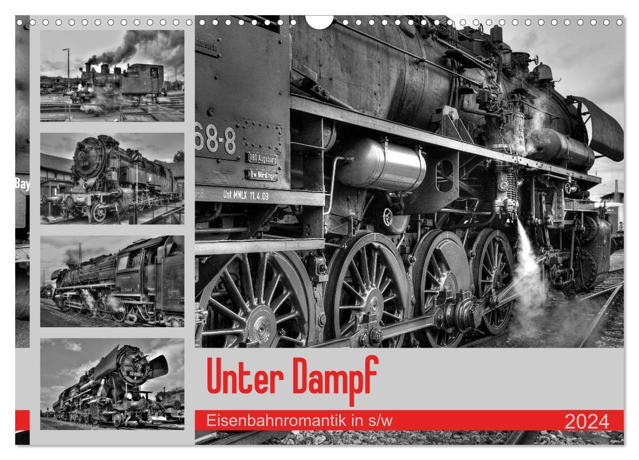 Cover: 9783383165153 | Unter Dampf - Eisenbahnromantik in schwarz-weiß (Wandkalender 2024...