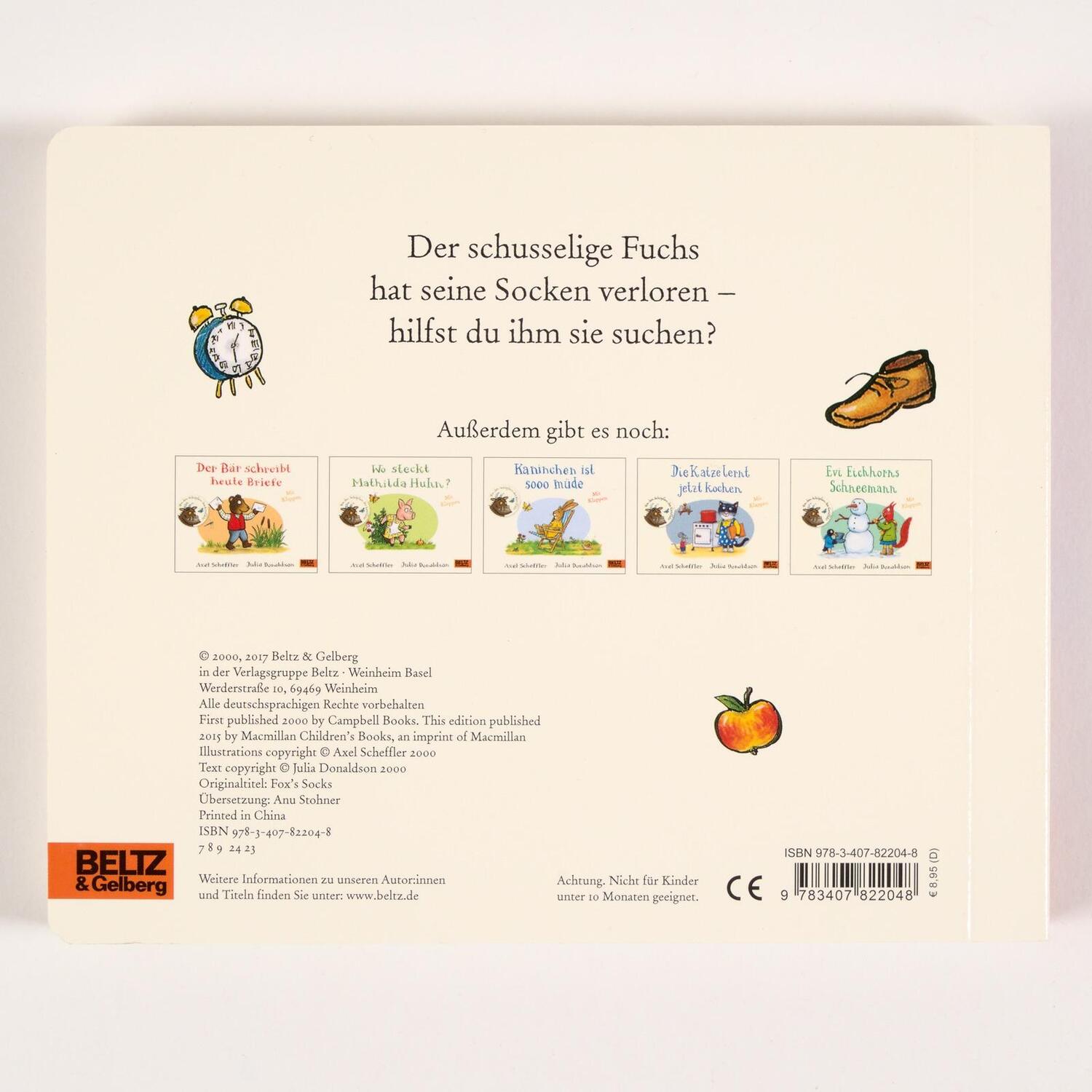 Rückseite: 9783407822048 | Der Fuchs sucht seine Socken | Pappbilderbuch mit Klappen | Buch