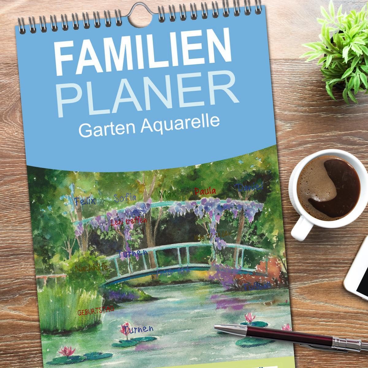 Bild: 9783457123256 | Familienplaner 2025 - Garten Aquarelle mit 5 Spalten (Wandkalender,...