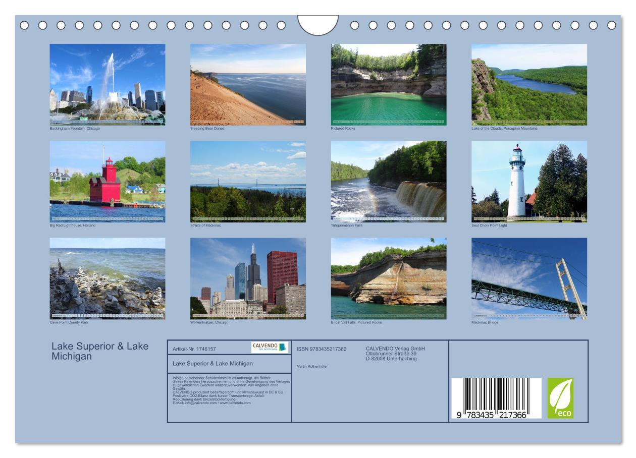 Bild: 9783435217366 | Lake Superior &amp; Lake Michigan (Wandkalender 2025 DIN A4 quer),...