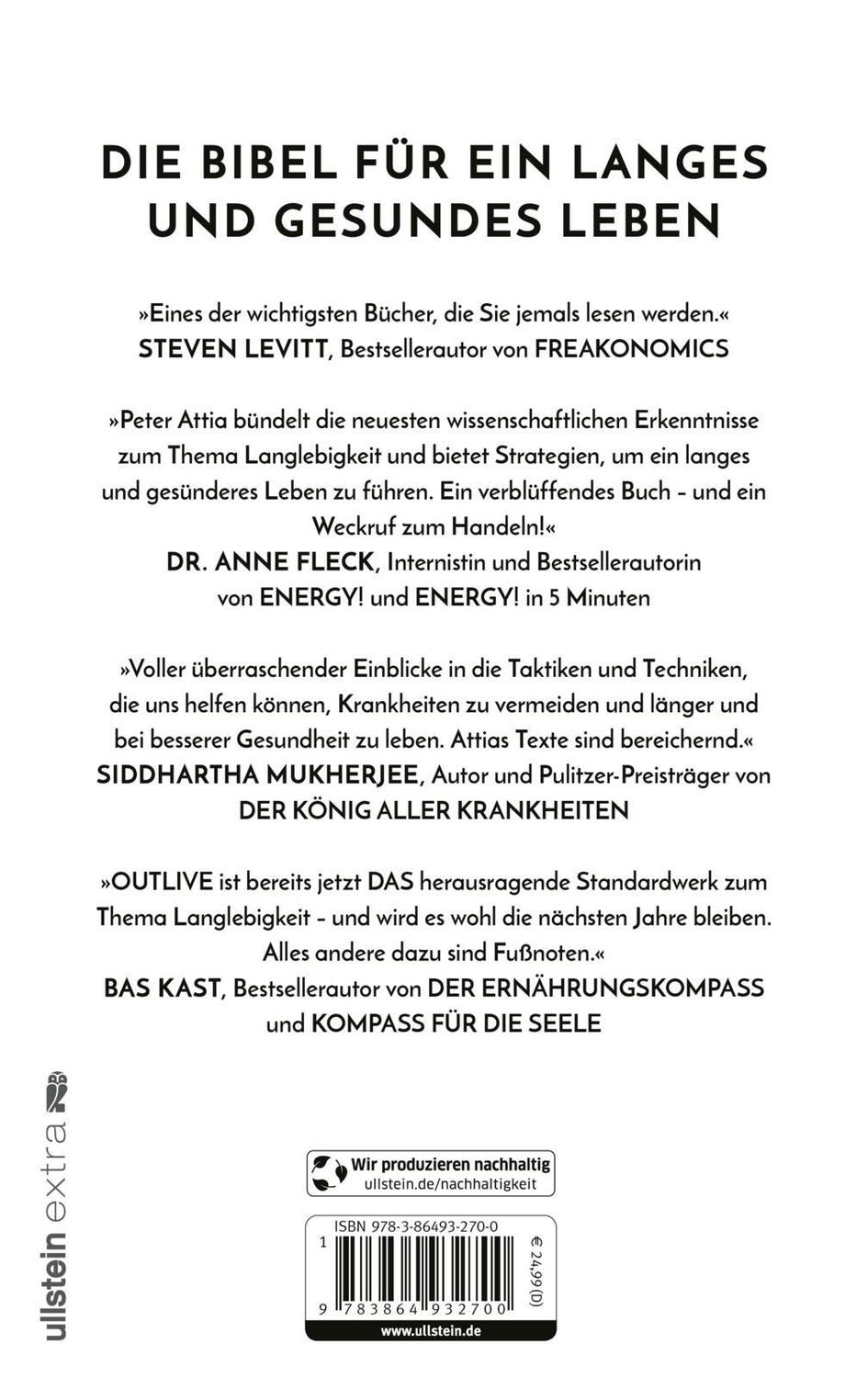 Rückseite: 9783864932700 | OUTLIVE | Peter Attia | Buch | 640 S. | Deutsch | 2024