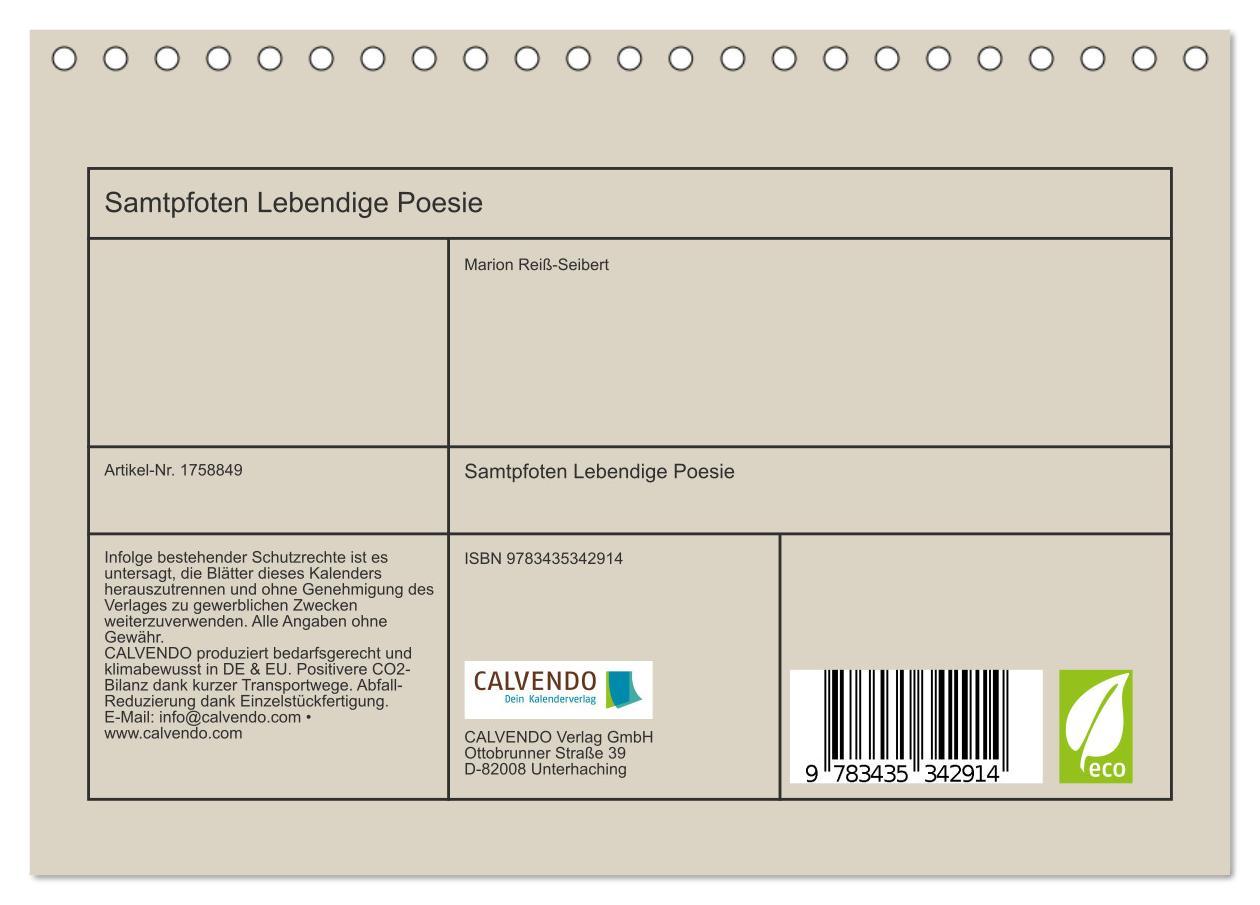 Bild: 9783435342914 | Samtpfoten Lebendige Poesie (Tischkalender 2025 DIN A5 quer),...