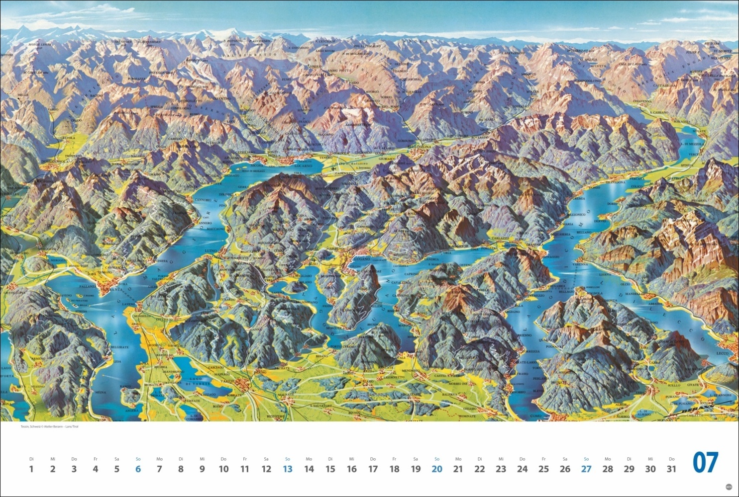 Bild: 9783756404780 | Alpenpanorama Edition 2025 - Die Kunst der Panoramakarten | Kalender