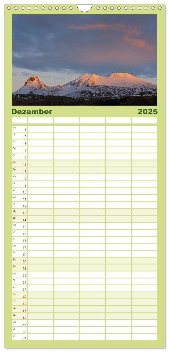 Bild: 9783457109380 | Familienplaner 2025 - Island mit 5 Spalten (Wandkalender, 21 x 45...