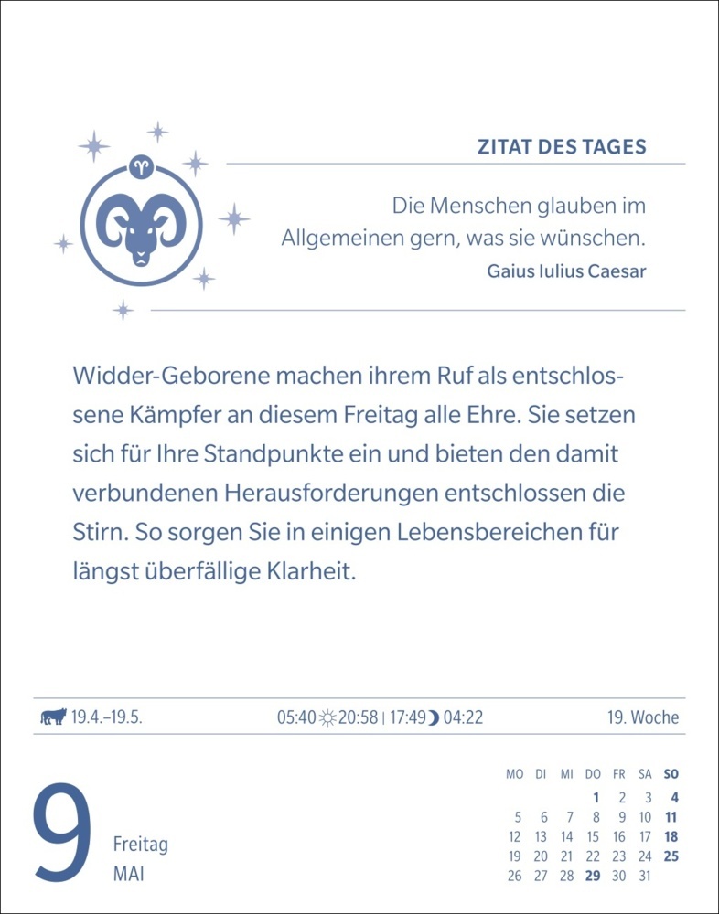 Bild: 9783840033674 | Widder Sternzeichenkalender 2025 - Tagesabreißkalender - Ihr...