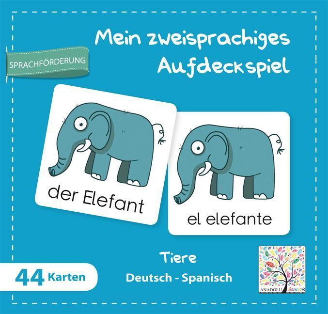 Cover: 9783861216674 | Mein zweisprachiges Aufdeckspiel, Tiere Deutsch-Spanisch (Kinderspiel)