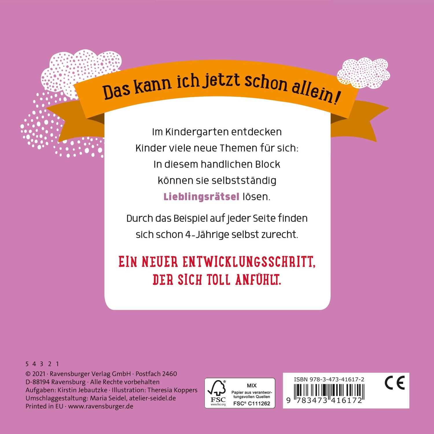 Rückseite: 9783473416172 | Im Kindergarten: Lieblingsrätsel | Kirstin Jebautzke | Taschenbuch