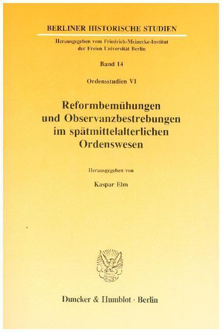 Cover: 9783428066933 | Reformbemühungen und Observanzbestrebungen im spätmittelalterlichen...