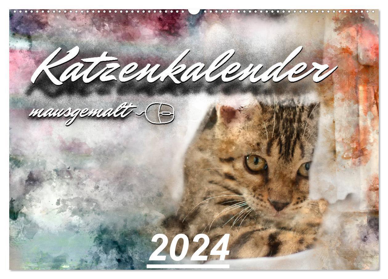 Cover: 9783383193873 | Katzenkalender mausgemalt (Wandkalender 2024 DIN A2 quer), CALVENDO...