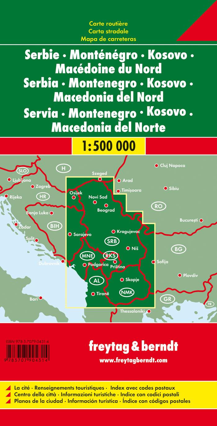 Rückseite: 9783707904314 | Serbien / Montenegro / Mazedonien 1 : 500 000. Autokarte | Deutsch