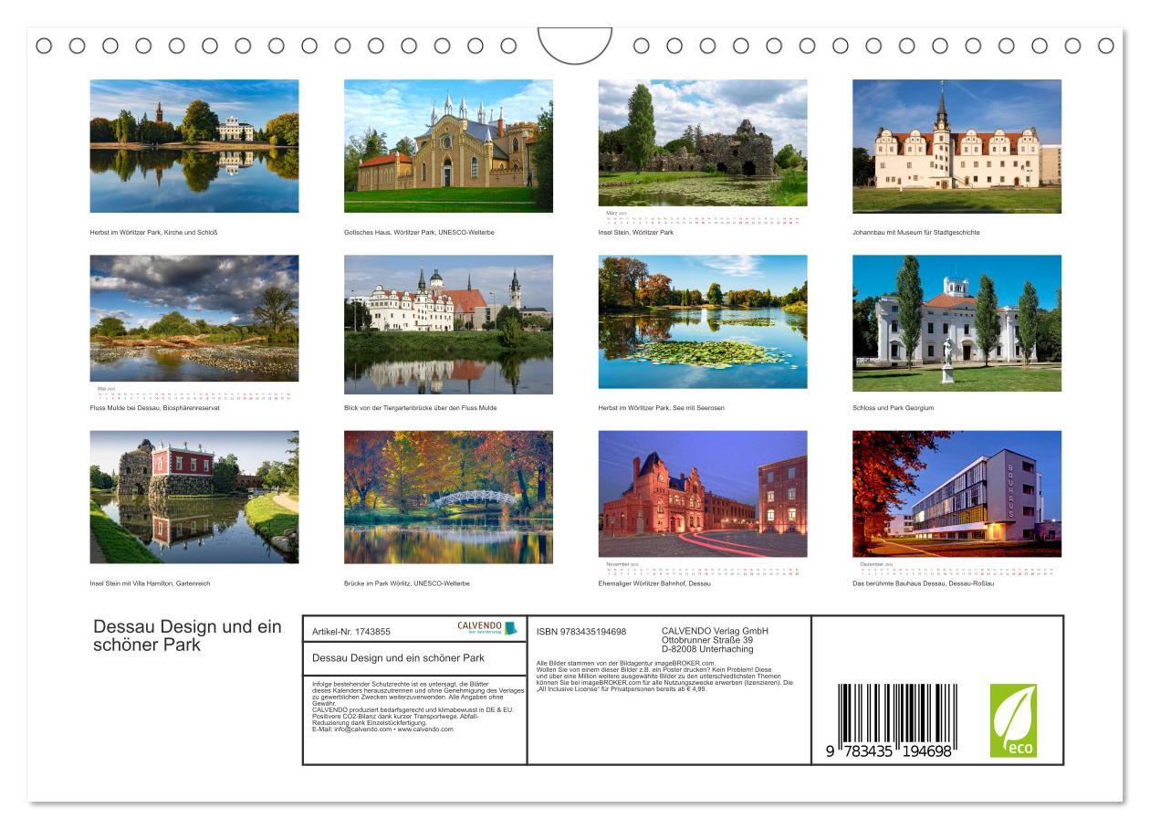 Bild: 9783435194698 | Dessau Design und ein schöner Park (Wandkalender 2025 DIN A4 quer),...