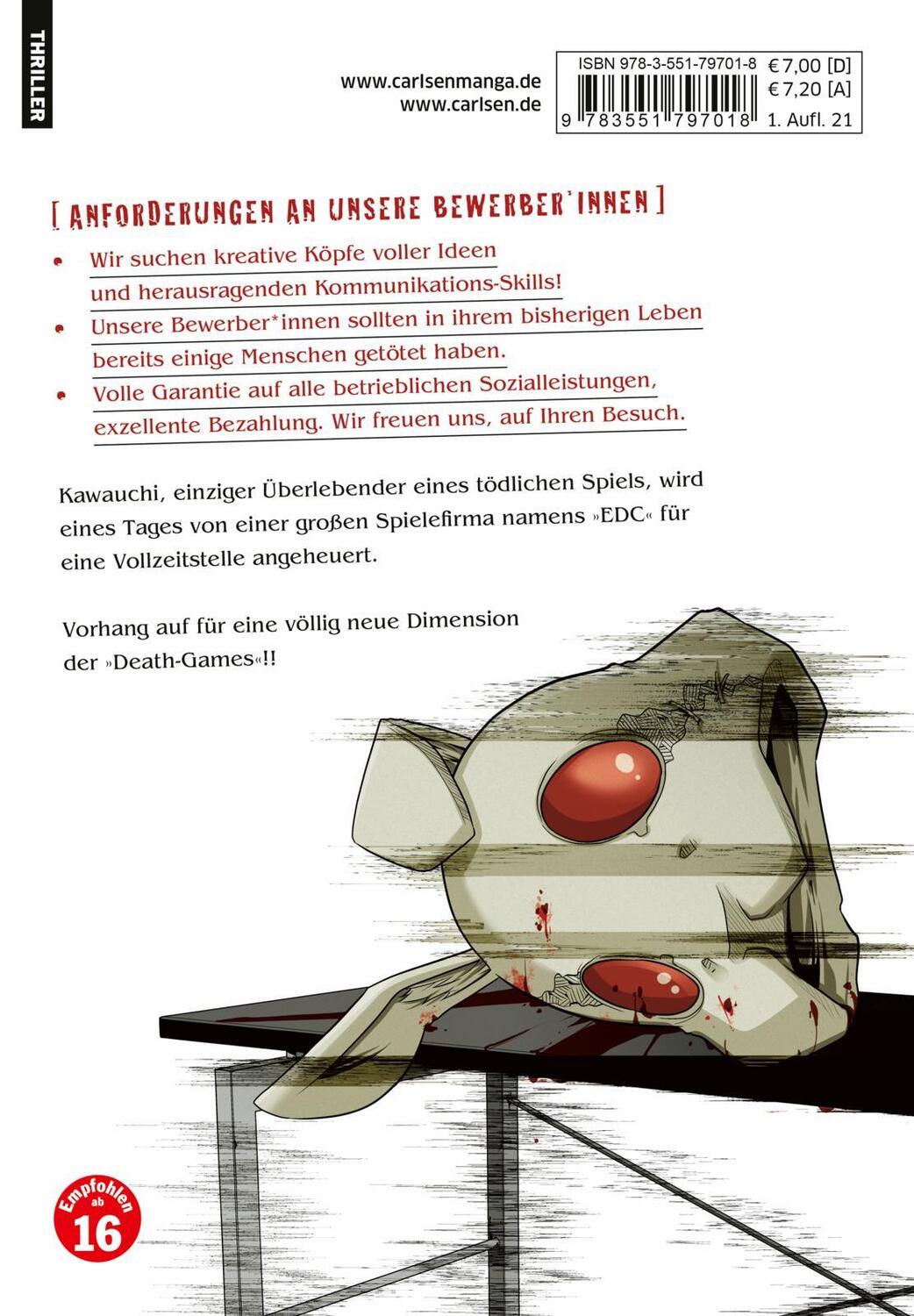 Rückseite: 9783551797018 | Dead Company 1 | Yoshiki Tonogai | Taschenbuch | Dead Company | 176 S.