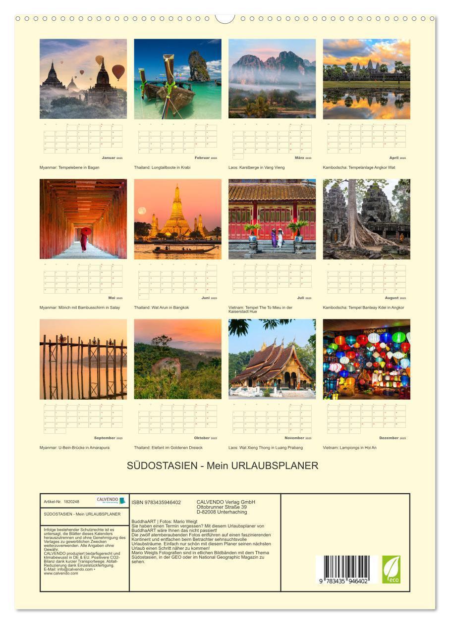 Bild: 9783435946402 | SÜDOSTASIEN - Mein URLAUBSPLANER (Wandkalender 2025 DIN A2 hoch),...