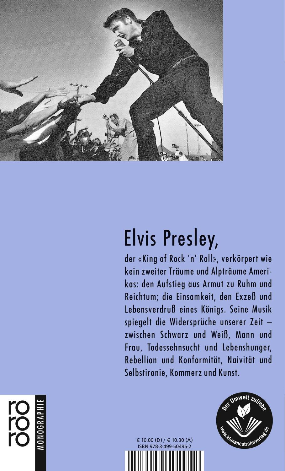 Rückseite: 9783499504952 | Elvis Presley | Mit Selbstzeugnissen und Bilddokumenten | Taschenbuch