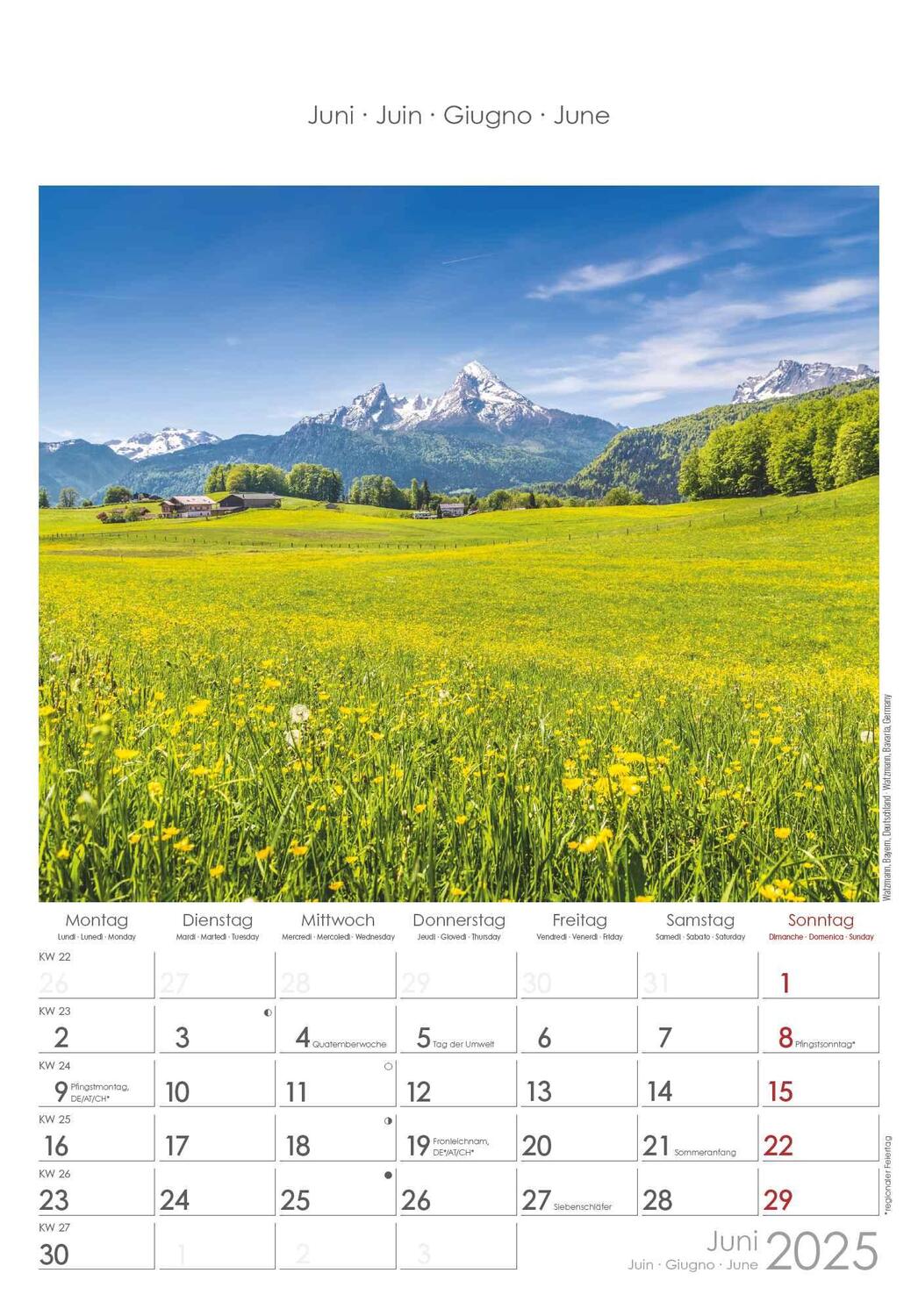 Bild: 4251732341091 | Alpen 2025 - Bild-Kalender 23,7x34 cm - The Alps - Wandkalender -...