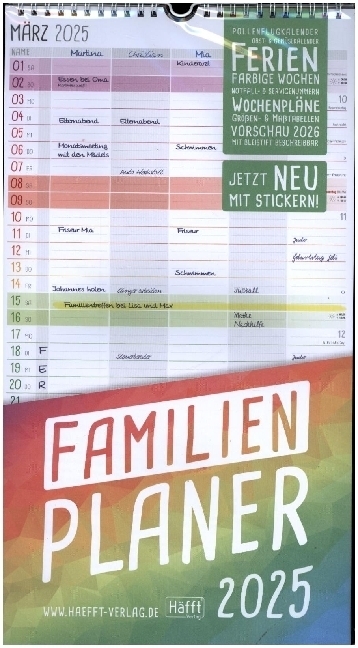 Cover: 4029357085962 | Familienplaner 2025 [Rainbow] Wand-Kalender 5-spaltig 12 MONATE | 2025