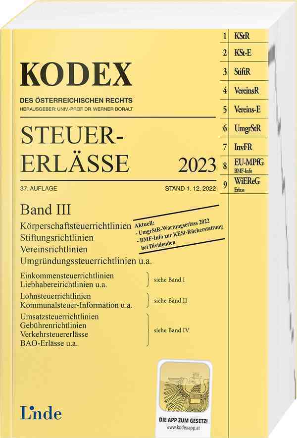 Cover: 9783707346633 | KODEX Steuer-Erlässe 2023, Band III | Elisabeth Titz-Frühmann | Buch