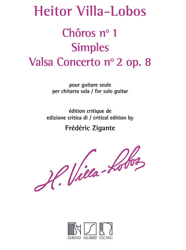Cover: 9790045045531 | Choros no.1, Simples et Valsa Concerto no.2 op.8 pour guitare seule