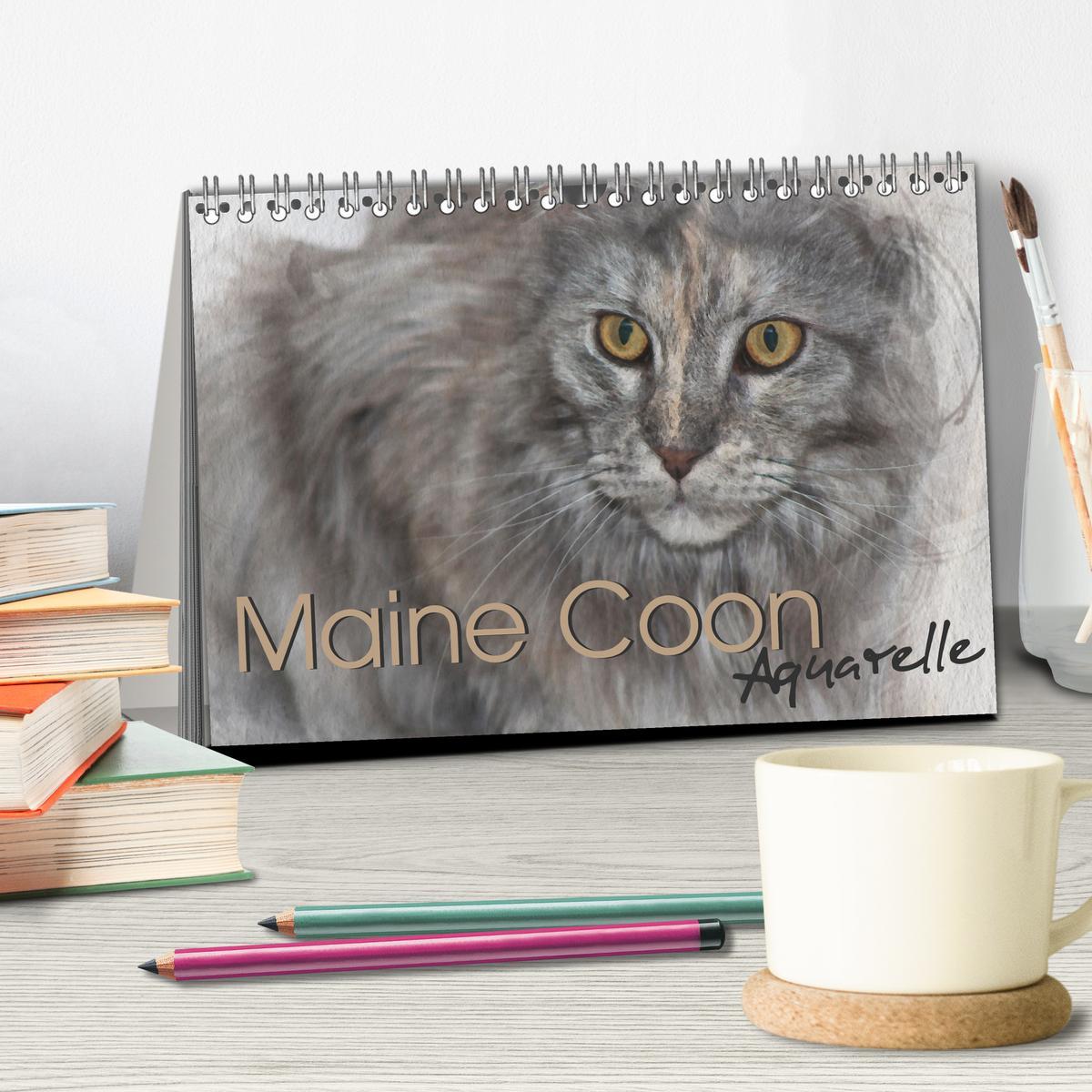 Bild: 9783435023615 | Maine Coon Aquarelle (Tischkalender 2025 DIN A5 quer), CALVENDO...