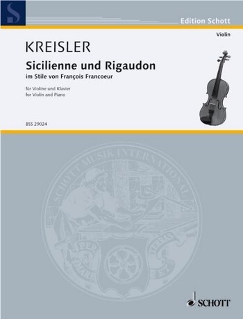 Cover: 9790001106627 | Sicilienne &amp; Rigaudon | Fritz Kreisler | Buch | Schott Music