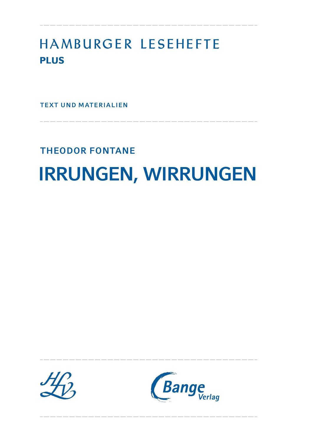 Bild: 9783804425873 | Irrungen, Wirrungen | Hamburger Lesehefte Plus | Theodor Fontane