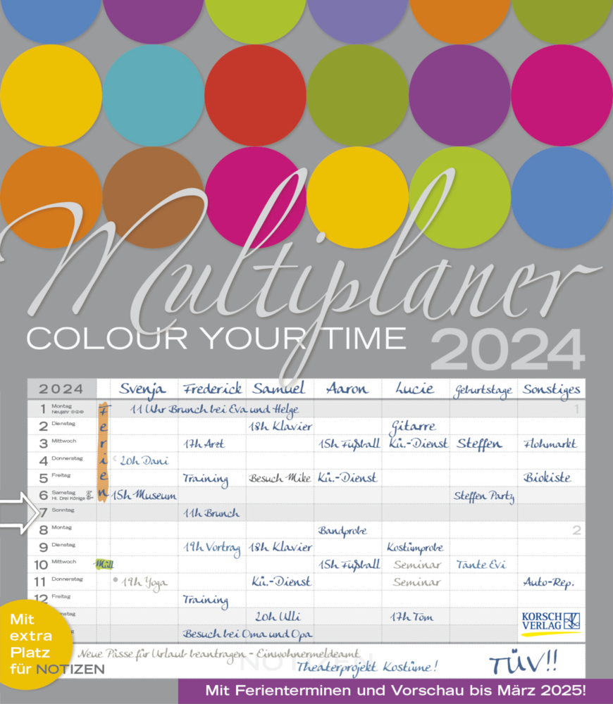 Cover: 9783731869894 | Multiplaner - Colour your time 2024 | Korsch Verlag | Kalender | 14 S.