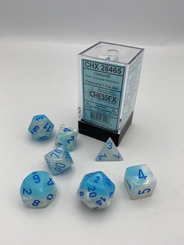 Cover: 601982034498 | Gemini® Polyhedral Pearl Turquoise-White/blue Luminary™ 7-Die Set